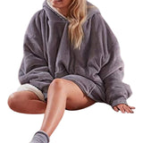 Maxbell Blanket Hoodie Sweatshirt Wearable Soft Oversized Sherpa for Adult grey