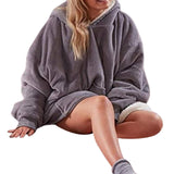 Maxbell Blanket Hoodie Sweatshirt Wearable Soft Oversized Sherpa for Adult grey