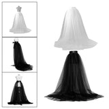 Maxbell Women Tulle Tutu Long Skirt Lace up Solid Color for Party Cosplay Evening white