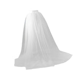 Maxbell Women Tulle Tutu Long Skirt Lace up Solid Color for Party Cosplay Evening white