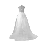 Maxbell Women Tulle Tutu Long Skirt Lace up Solid Color for Party Cosplay Evening white