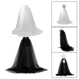 Maxbell Women Tulle Tutu Long Skirt Lace up Solid Color for Party Cosplay Evening white