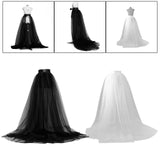 Maxbell Women Tulle Tutu Long Skirt Lace up Solid Color for Party Cosplay Evening white