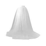 Maxbell Women Tulle Tutu Long Skirt Lace up Solid Color for Party Cosplay Evening white