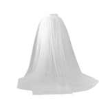 Maxbell Women Tulle Tutu Long Skirt Lace up Solid Color for Party Cosplay Evening white