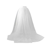 Maxbell Women Tulle Tutu Long Skirt Lace up Solid Color for Party Cosplay Evening white