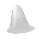 Maxbell Women Tulle Tutu Long Skirt Lace up Solid Color for Party Cosplay Evening white