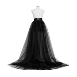 Maxbell Women Tulle Tutu Long Skirt Lace up Solid Color for Party Cosplay Evening black