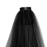 Maxbell Women Tulle Tutu Long Skirt Lace up Solid Color for Party Cosplay Evening black