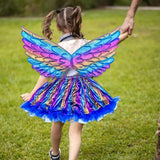 Maxbell Girls Butterfly Wing Costume Fancy Dress up Fairy Cosplay for Photo Props Blue