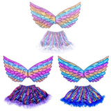 Maxbell Girls Butterfly Wing Costume Fancy Dress up Fairy Cosplay for Photo Props Blue