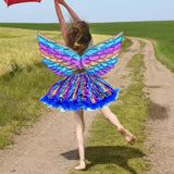 Maxbell Girls Butterfly Wing Costume Fancy Dress up Fairy Cosplay for Photo Props Blue