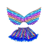 Maxbell Girls Butterfly Wing Costume Fancy Dress up Fairy Cosplay for Photo Props Blue