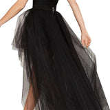 Maxbell Womens Tulle Skirt Layered MIDI Skirt Party Adult Stage Performance Wedding Black