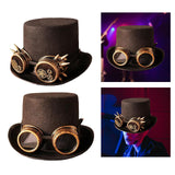 Maxbell Unisex Steampunk Top Hat with Glasses One Size Gothic for Cosplay Party Gear Glasses