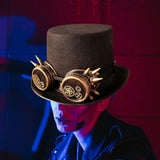 Maxbell Unisex Steampunk Top Hat with Glasses One Size Gothic for Cosplay Party Gear Glasses