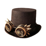 Maxbell Unisex Steampunk Top Hat with Glasses One Size Gothic for Cosplay Party Gear Glasses