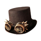 Maxbell Unisex Steampunk Top Hat with Glasses One Size Gothic for Cosplay Party Gear Glasses