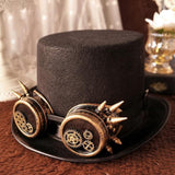 Maxbell Unisex Steampunk Top Hat with Glasses One Size Gothic for Cosplay Party Gear Glasses