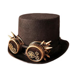 Maxbell Unisex Steampunk Top Hat with Glasses One Size Gothic for Cosplay Party Gear Glasses