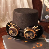 Maxbell Unisex Steampunk Top Hat with Glasses One Size Gothic for Cosplay Party Gear Glasses