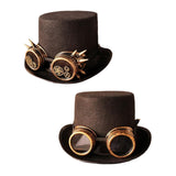 Maxbell Unisex Steampunk Top Hat with Glasses One Size Gothic for Cosplay Party Gear Glasses