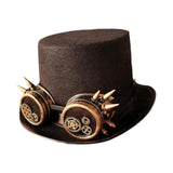 Maxbell Unisex Steampunk Top Hat with Glasses One Size Gothic for Cosplay Party Gear Glasses