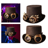 Maxbell Unisex Steampunk Top Hat with Glasses One Size Gothic for Cosplay Party Gear Glasses