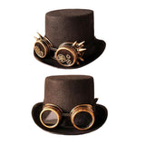 Maxbell Unisex Steampunk Top Hat with Glasses One Size Gothic for Cosplay Party Gear Glasses