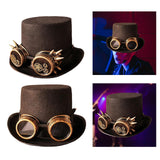 Maxbell Unisex Steampunk Top Hat with Glasses One Size Gothic for Cosplay Party Gear Glasses