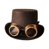 Maxbell Unisex Steampunk Top Hat with Glasses One Size Gothic for Cosplay Party Glasses