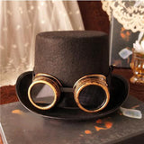 Maxbell Unisex Steampunk Top Hat with Glasses One Size Gothic for Cosplay Party Glasses