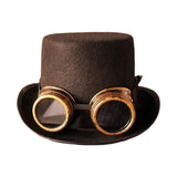 Maxbell Unisex Steampunk Top Hat with Glasses One Size Gothic for Cosplay Party Glasses