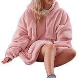 Maxbell Blanket Hoodie Sweatshirt Wearable Soft Oversized Sherpa for Adult red