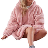 Maxbell Blanket Hoodie Sweatshirt Wearable Soft Oversized Sherpa for Adult red