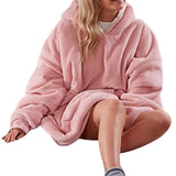Maxbell Blanket Hoodie Sweatshirt Wearable Soft Oversized Sherpa for Adult red