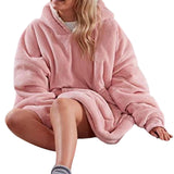 Maxbell Blanket Hoodie Sweatshirt Wearable Soft Oversized Sherpa for Adult red