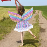 Maxbell Girls Butterfly Wing Costume Fancy Dress up Fairy Cosplay for Photo Props Pink