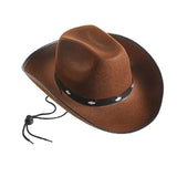 Maxbell Western Felt Cowboy Hat with Drawstring Rope Jazz Top Hat for Dress up Coffee