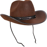 Maxbell Western Felt Cowboy Hat with Drawstring Rope Jazz Top Hat for Dress up Coffee