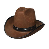 Maxbell Western Felt Cowboy Hat with Drawstring Rope Jazz Top Hat for Dress up Coffee