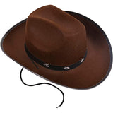 Maxbell Western Felt Cowboy Hat with Drawstring Rope Jazz Top Hat for Dress up Coffee