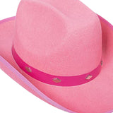 Maxbell Western Felt Cowboy Hat with Drawstring Rope Jazz Top Hat for Dress up Pink