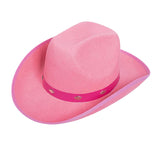 Maxbell Western Felt Cowboy Hat with Drawstring Rope Jazz Top Hat for Dress up Pink