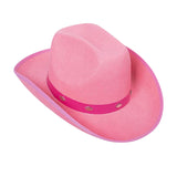 Maxbell Western Felt Cowboy Hat with Drawstring Rope Jazz Top Hat for Dress up Pink