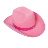 Maxbell Western Felt Cowboy Hat with Drawstring Rope Jazz Top Hat for Dress up Pink