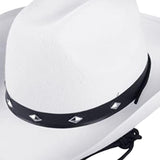 Maxbell Western Felt Cowboy Hat with Drawstring Rope Jazz Top Hat for Dress up White