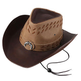 Maxbell Western Cowboy Hat Wide Roll up Brim Hombre Caps Fashion Sombrero PU Leather 2 Colors