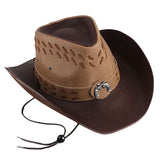 Maxbell Western Cowboy Hat Wide Roll up Brim Hombre Caps Fashion Sombrero PU Leather 2 Colors