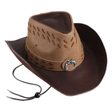 Maxbell Western Cowboy Hat Wide Roll up Brim Hombre Caps Fashion Sombrero PU Leather 2 Colors